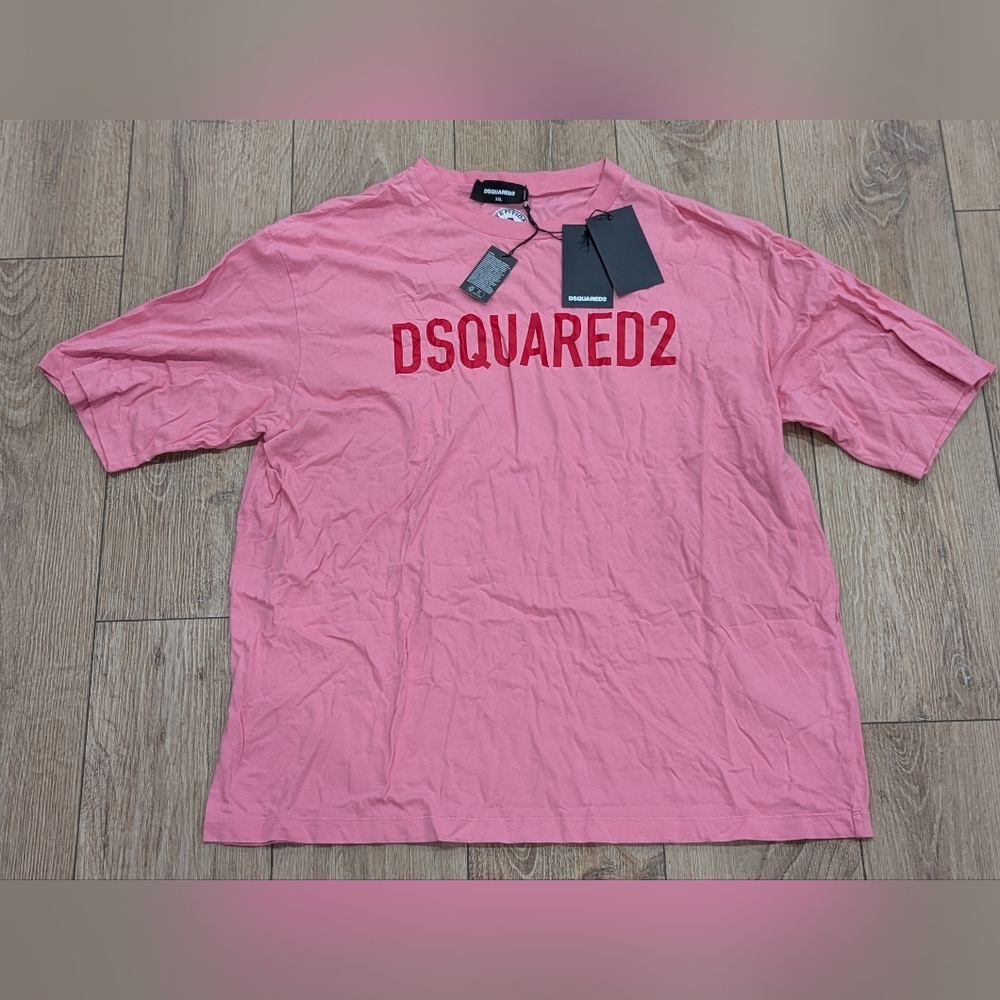 $435 Mens DSQAURED2 Cotton Logo T-Shirt Rose Pink 2XL